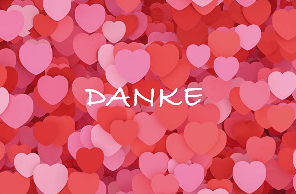 Goldkarte Danke "many hearts" - (1g - 5g)